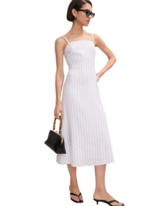 Pinstripe Midi Dress in Linen Blend