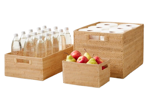 Hold Everything Rattan Cubby Pantry Baskets