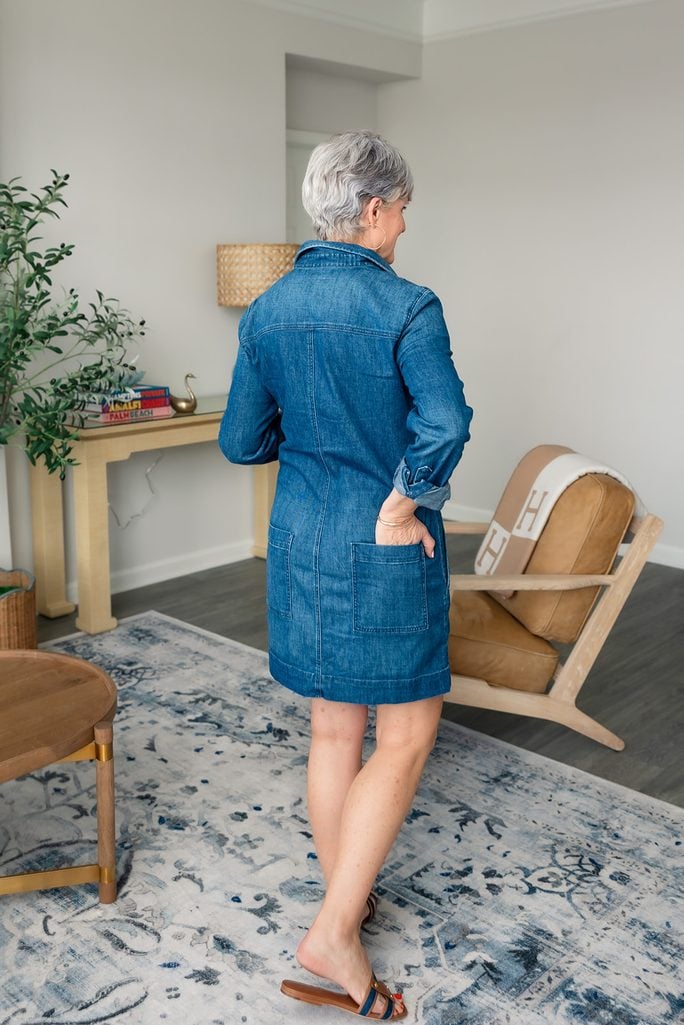 Denim dress from Frank and Eileen with back pockets