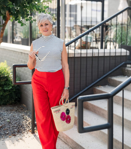 Red Trousers Outfit Over 50: My Look + Sale Picks