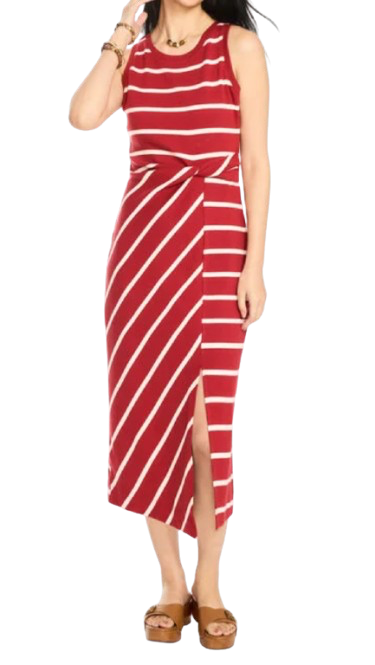 Twist Front Knit Midi Dress