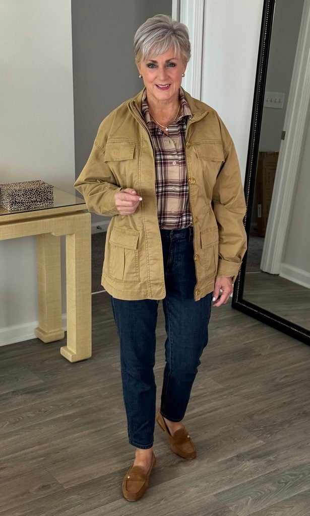 walmart-barn-jacket-plaid-blouse-jeans