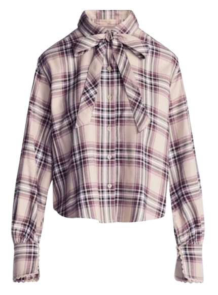 Scoop Plaid Bow Shirt