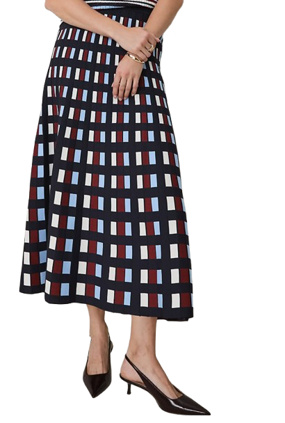 Ann Taylor Window Pane Midi Skirt