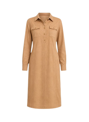Chicos | Faux Suede Long Sleeve Shirtdress
