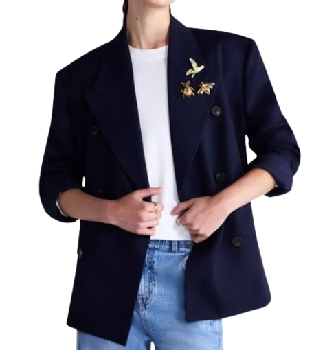 Free Assembly | Embellished Wool Blend Boxy Blazer
