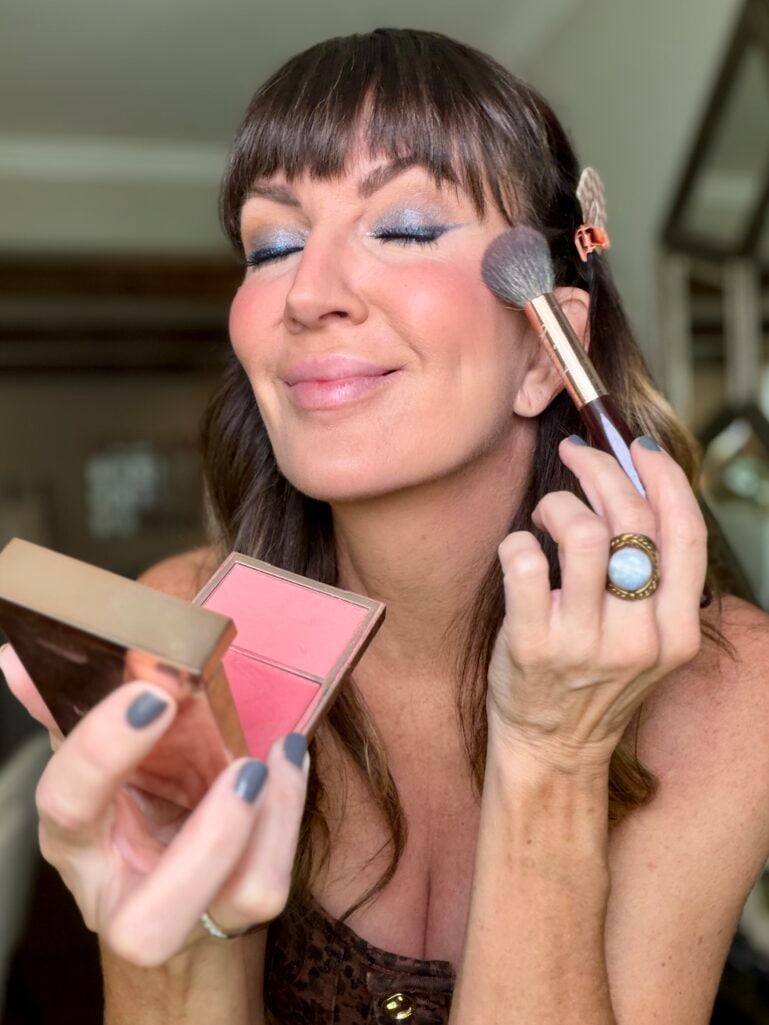 Blush application smiling