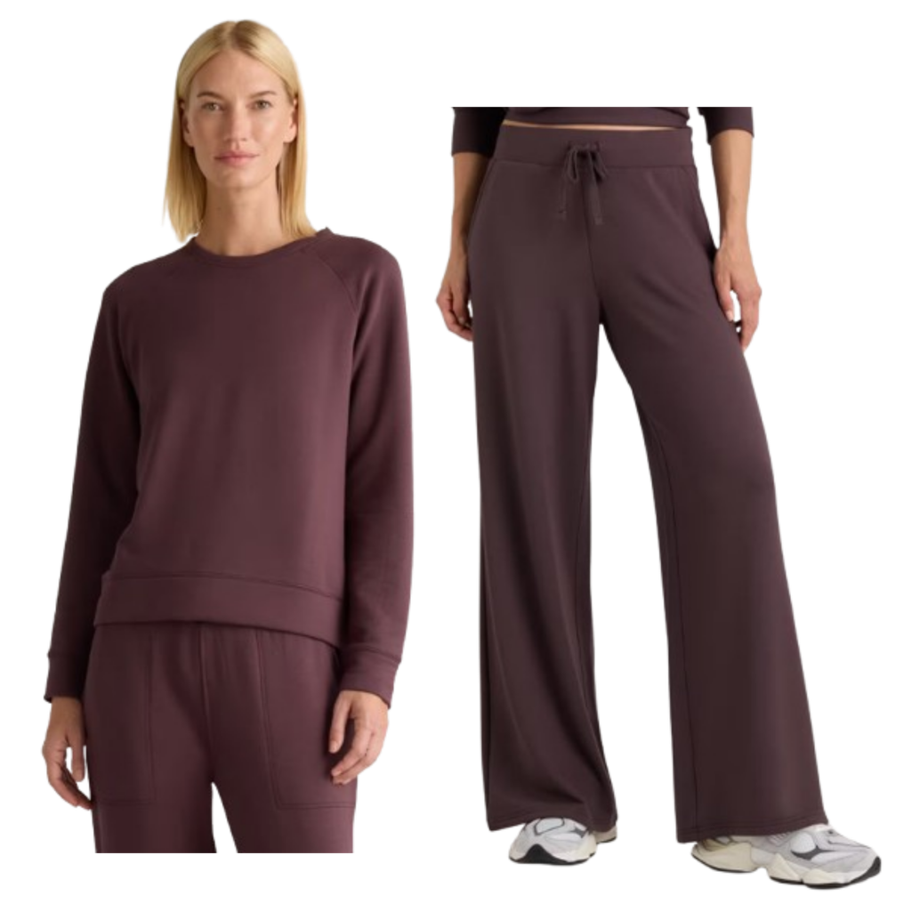 Quince budget friendly sweatshirt and wide leg pants