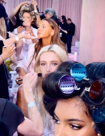Victoria’s Secret hair and makeup team backstage