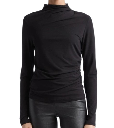 Vince | Side Drape Funnel Neck Top