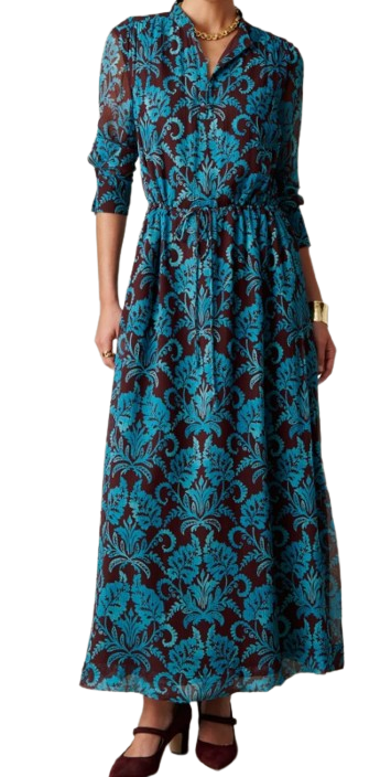 J McLaughlin | Hannah Silk Chiffon Dress in Windsor Vine