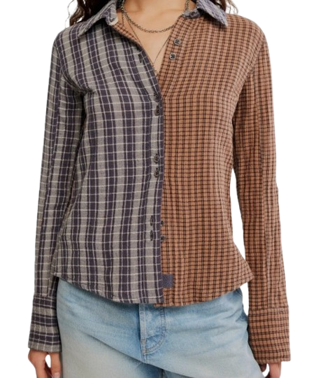 Free People | Benny Slim Plaid Cotton Shirt