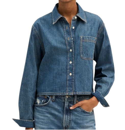Madewell | Denim Boxy Crop Button-Up Shirt