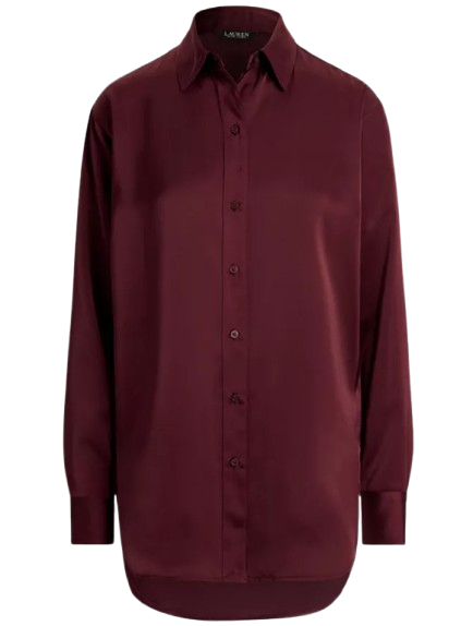 Lauren Ralph Lauren | Satin Long-Sleeve Point-Collar Blouse
