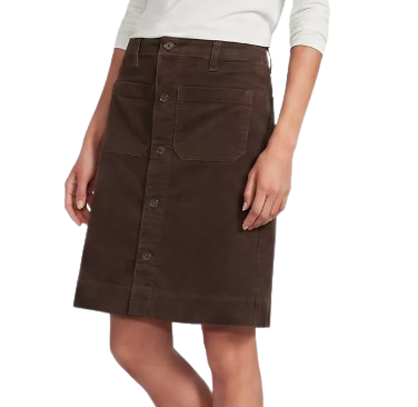 Lands’ End | Corduroy Mid Rise Button Through Above the Knee Skirt