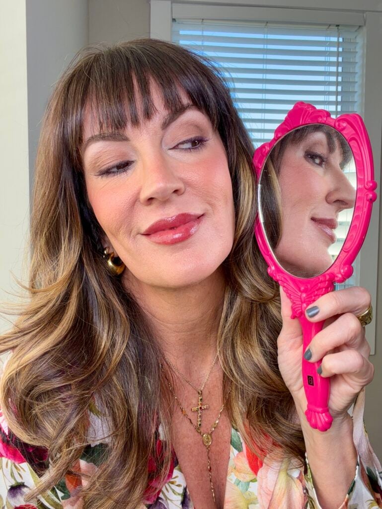 looking into mirror